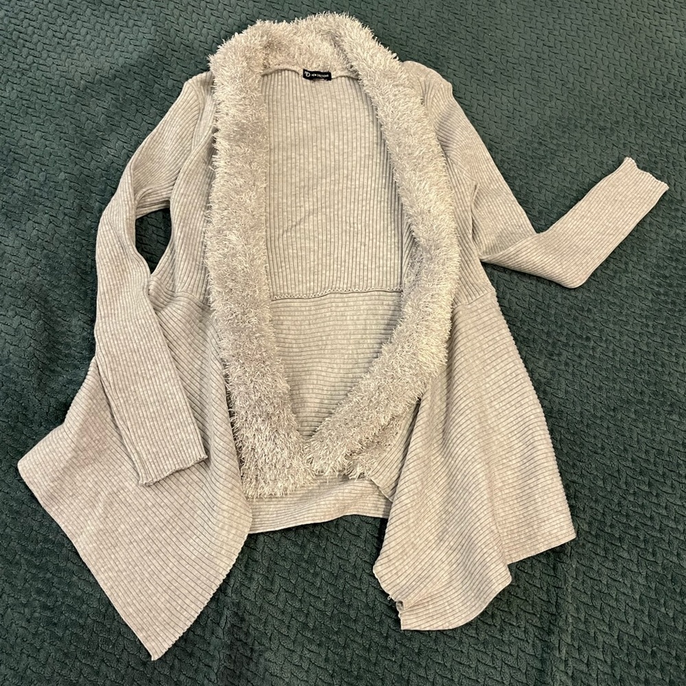 New Direction sweater.  Fuzzy and comfy.  Cream/khaki. Size medium.